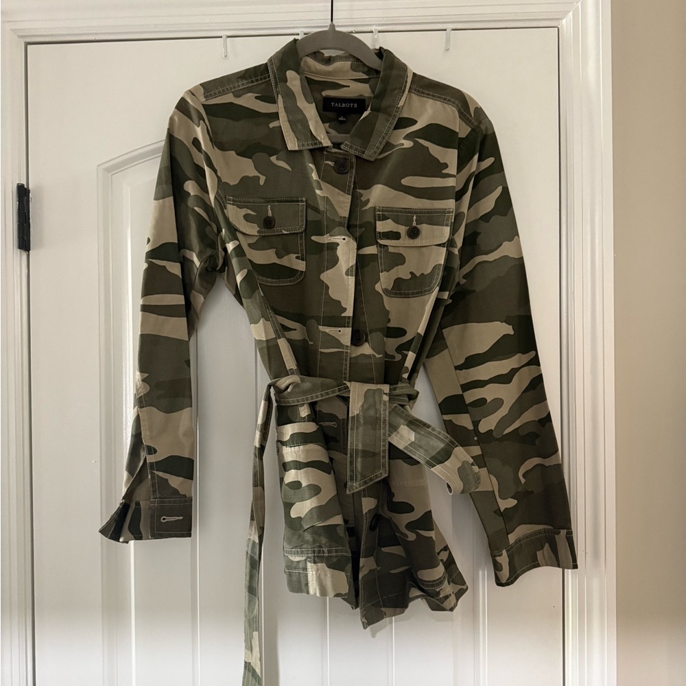 Talbots Green and Tan Camouflage Jacket